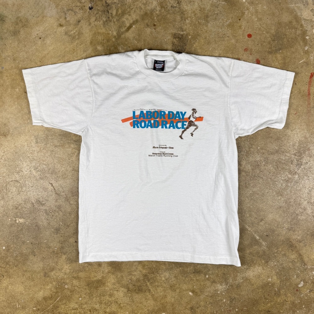Vintage 1987 Labor Day Road‎ Race T-Shirt Macon GA Runner Tee Men's Large USA